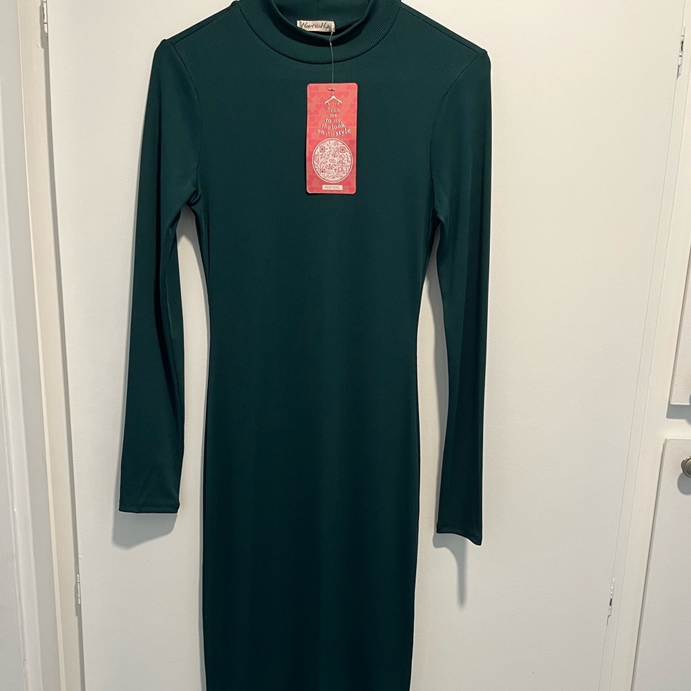 Forest green maternity midi dress